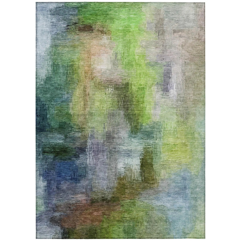 10' X 14' Green And Lime Green Abstract Washable Indoor Outdoor Area Rug Homeroots Outdoor