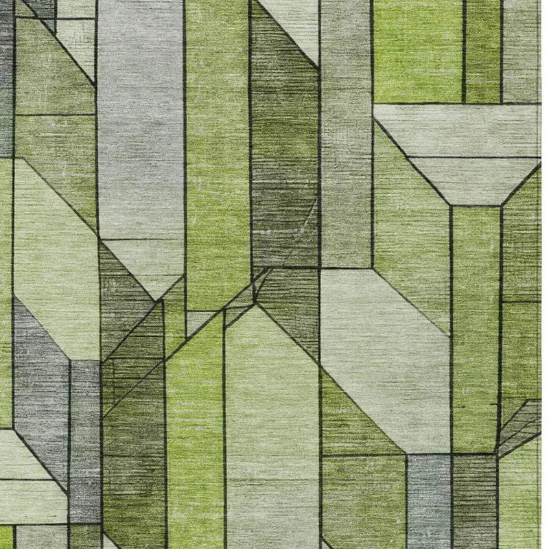 10' X 14' Green And Lime Green Geometric Washable Indoor Outdoor Area Rug Homeroots Outdoor