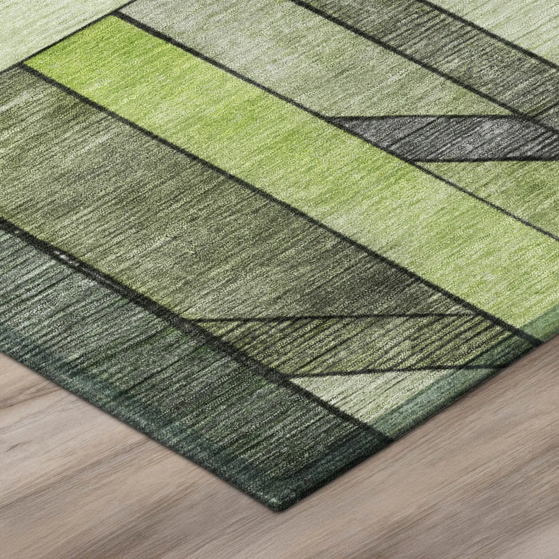 10' X 14' Green And Lime Green Geometric Washable Indoor Outdoor Area Rug Homeroots Outdoor