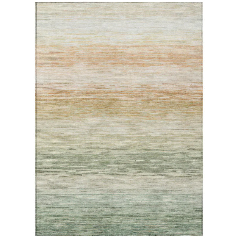 10' X 14' Green And Linen Striped Washable Indoor Outdoor Area Rug Homeroots Outdoor