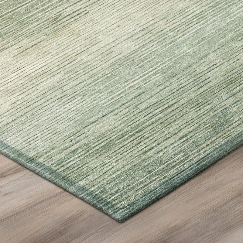 10' X 14' Green And Linen Striped Washable Indoor Outdoor Area Rug Homeroots Outdoor