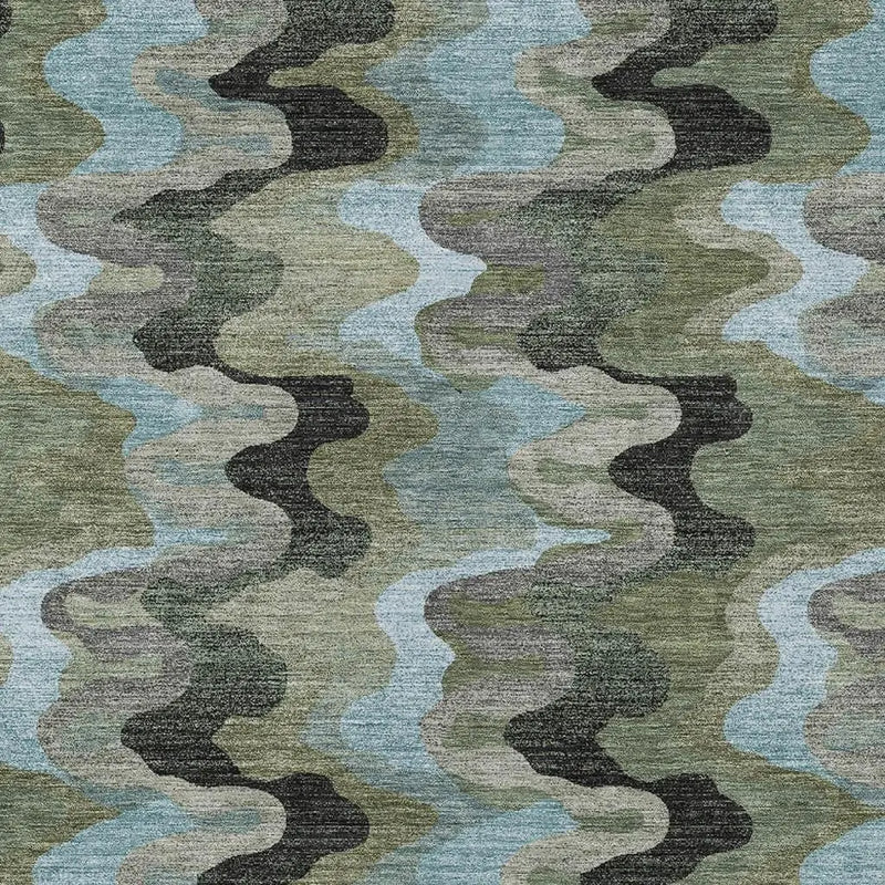 10' X 14' Green And Olive Green Abstract Washable Indoor Outdoor Area Rug Homeroots Outdoor