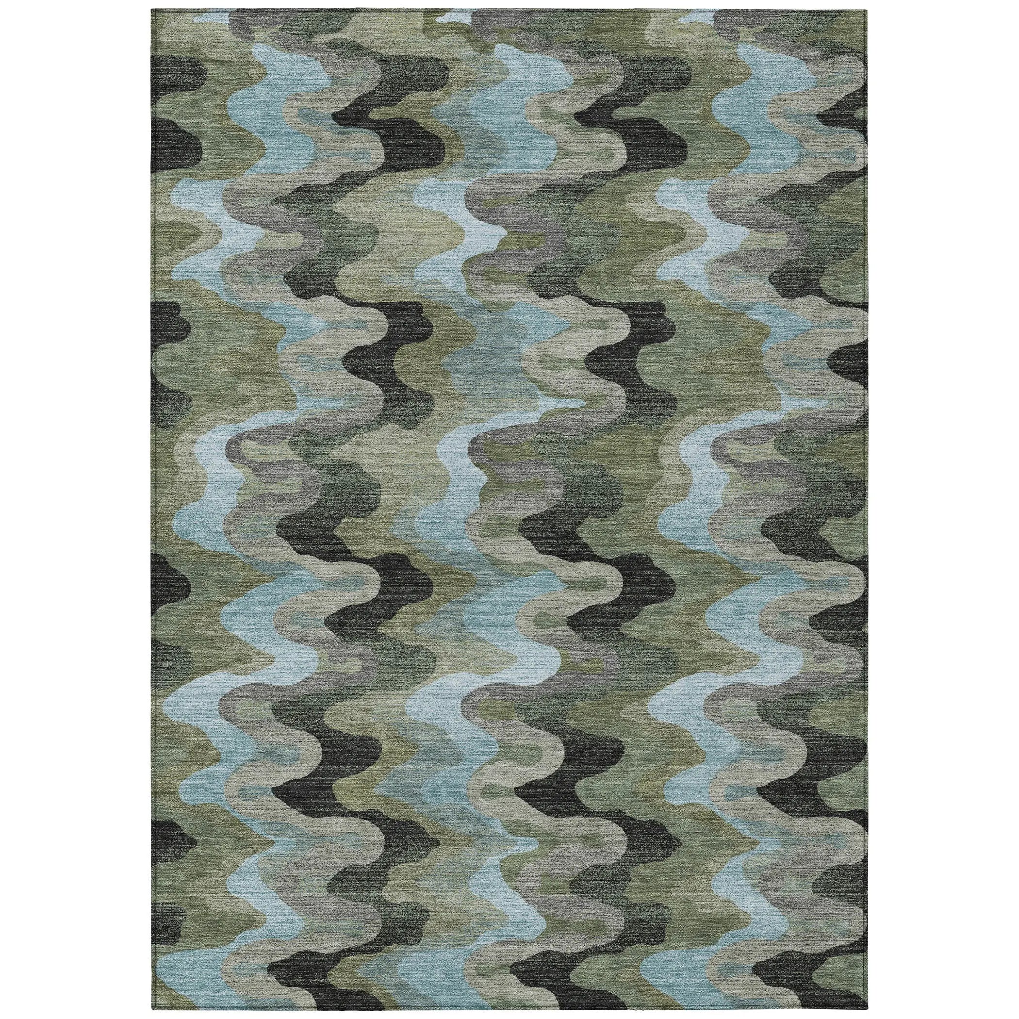 10' X 14' Green And Olive Green Abstract Washable Indoor Outdoor Area Rug Homeroots Outdoor