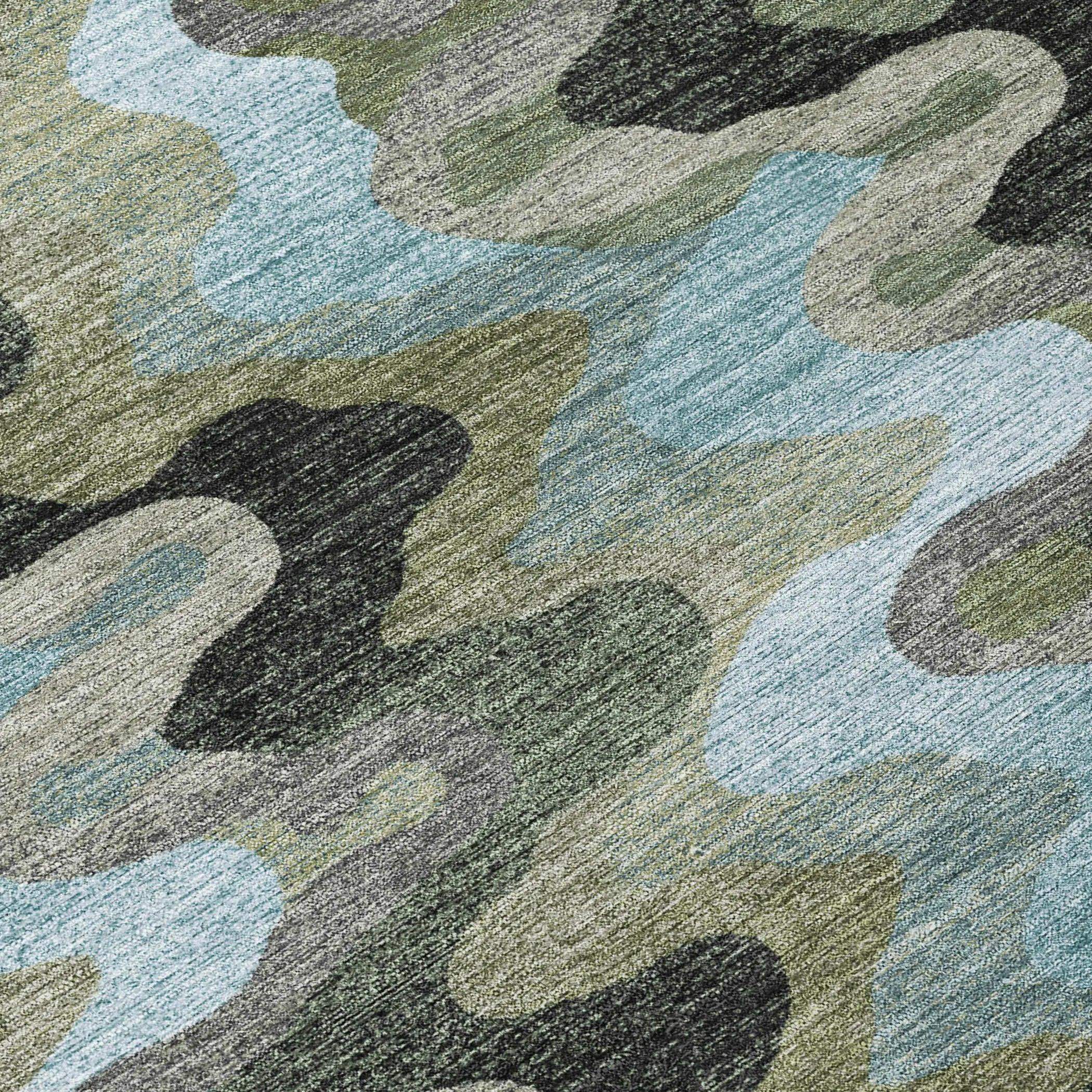 10' X 14' Green And Olive Green Abstract Washable Indoor Outdoor Area Rug Homeroots Outdoor