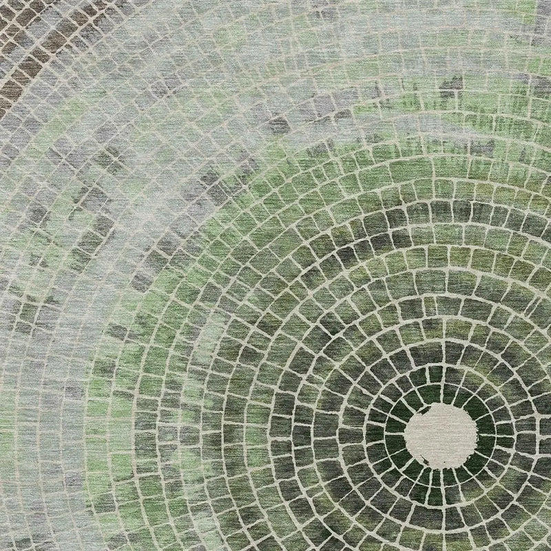 10' X 14' Green And Olive Green Geometric Washable Indoor Outdoor Area Rug Homeroots Outdoor