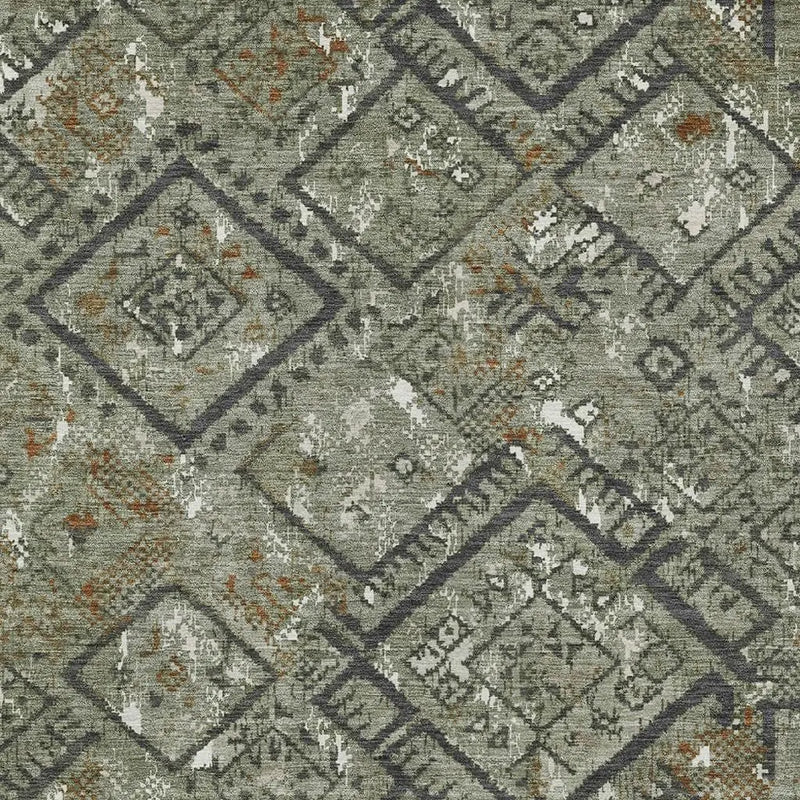 10' X 14' Green And Orange Geometric Washable Indoor Outdoor Area Rug Homeroots Outdoor