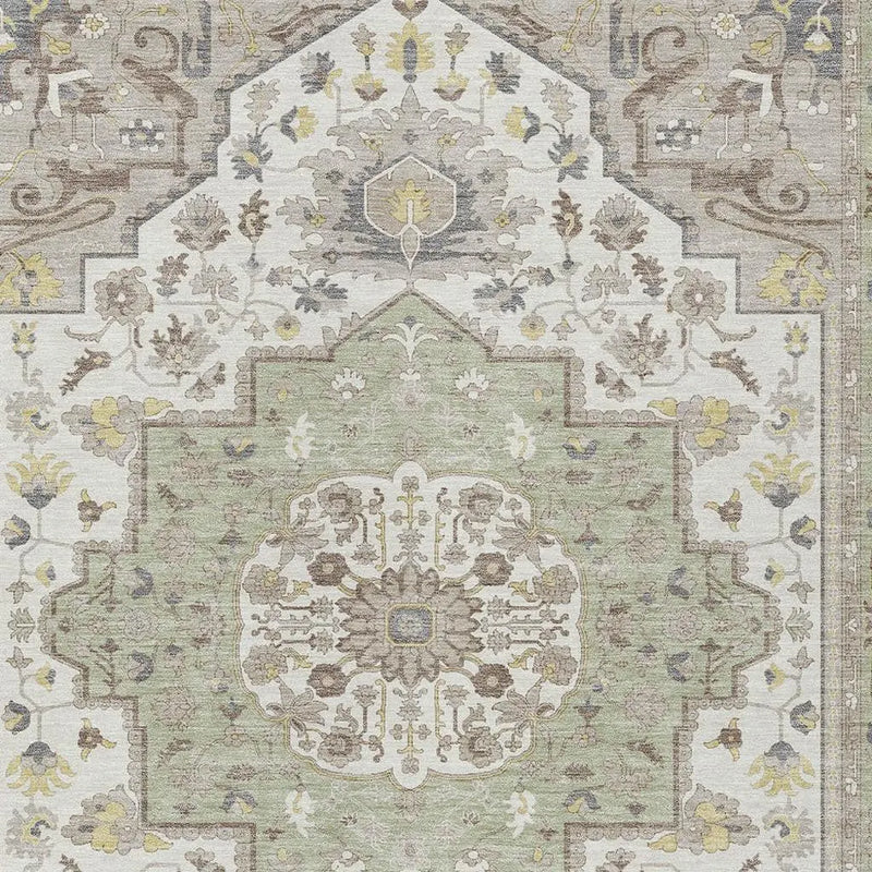 10' X 14' Green And Orange Oriental Washable Indoor Outdoor Area Rug Homeroots Outdoor