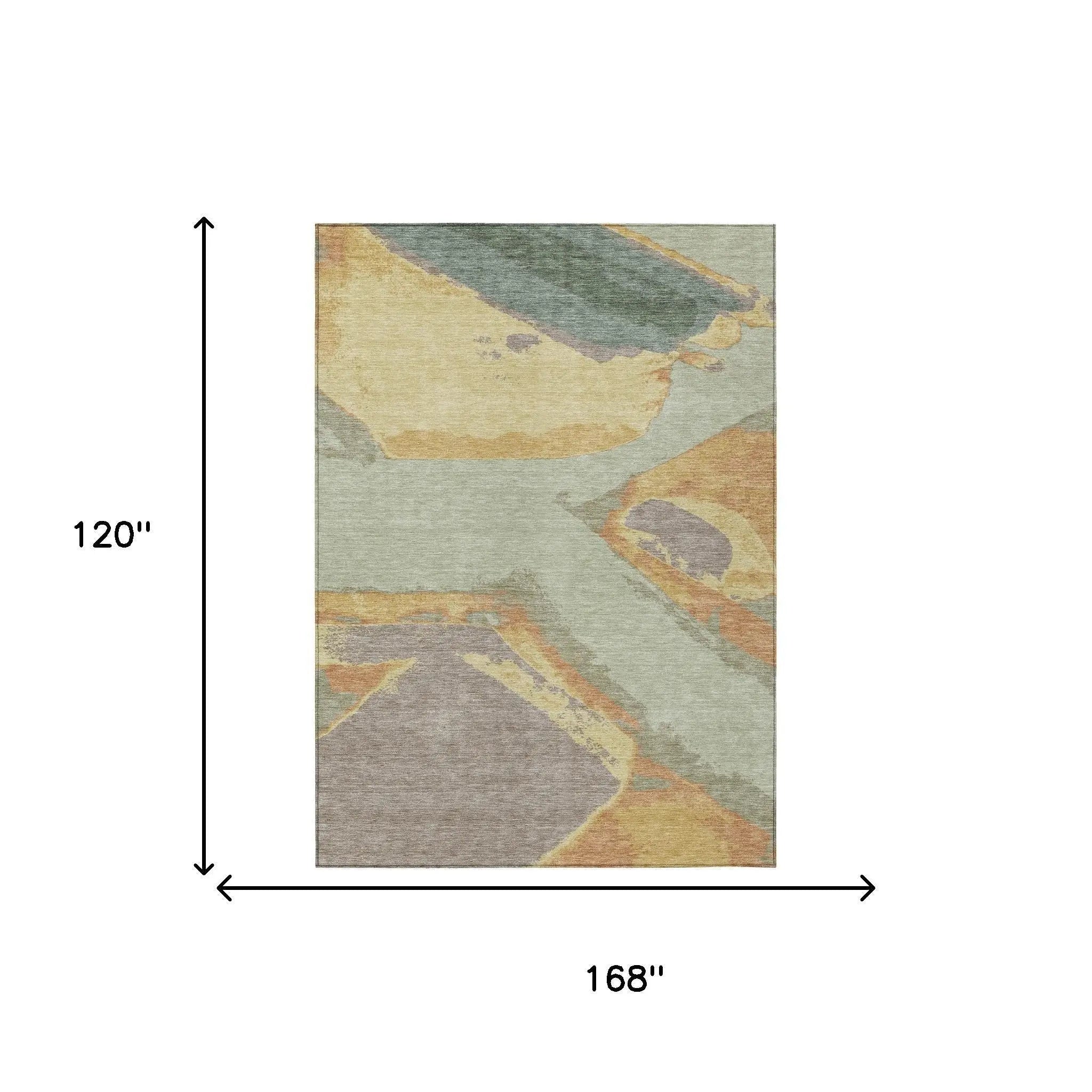 10' X 14' Green And Sage Abstract Washable Indoor Outdoor Area Rug Homeroots Outdoor