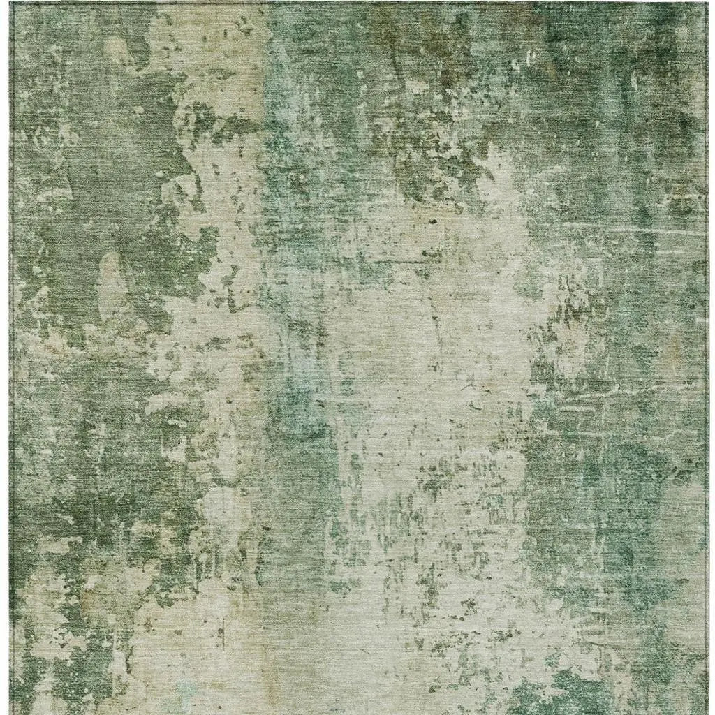 10' X 14' Green And Sage Abstract Washable Indoor Outdoor Area Rug Homeroots Outdoor