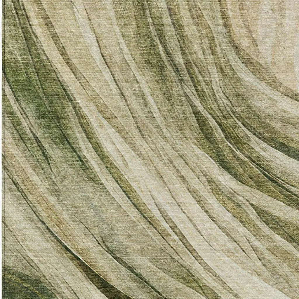 10' X 14' Green And Sage Abstract Washable Indoor Outdoor Area Rug Homeroots Outdoor