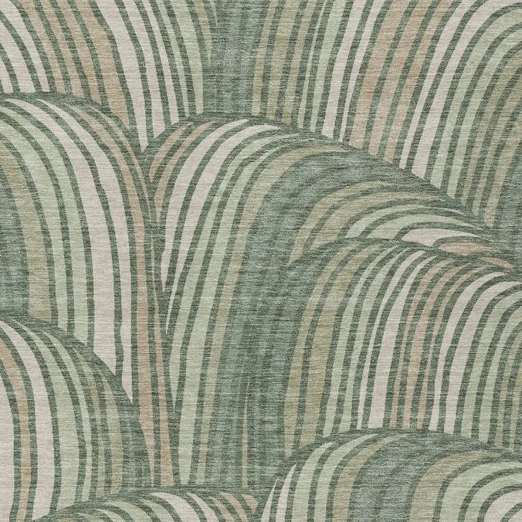 10' X 14' Green And Sage Abstract Washable Indoor Outdoor Area Rug Homeroots Outdoor