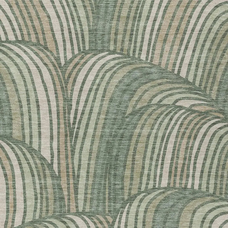 10' X 14' Green And Sage Abstract Washable Indoor Outdoor Area Rug Homeroots Outdoor