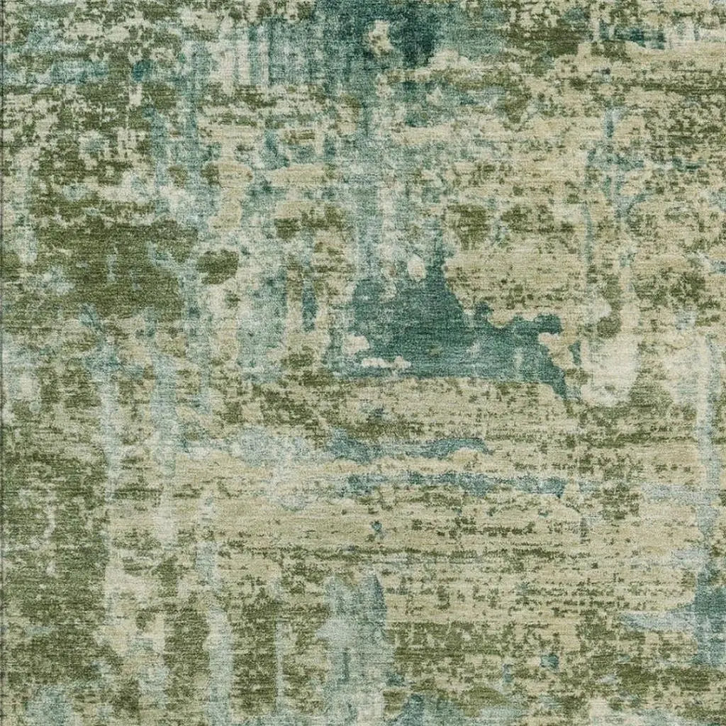 10' X 14' Green And Sage Abstract Washable Indoor Outdoor Area Rug Homeroots Outdoor
