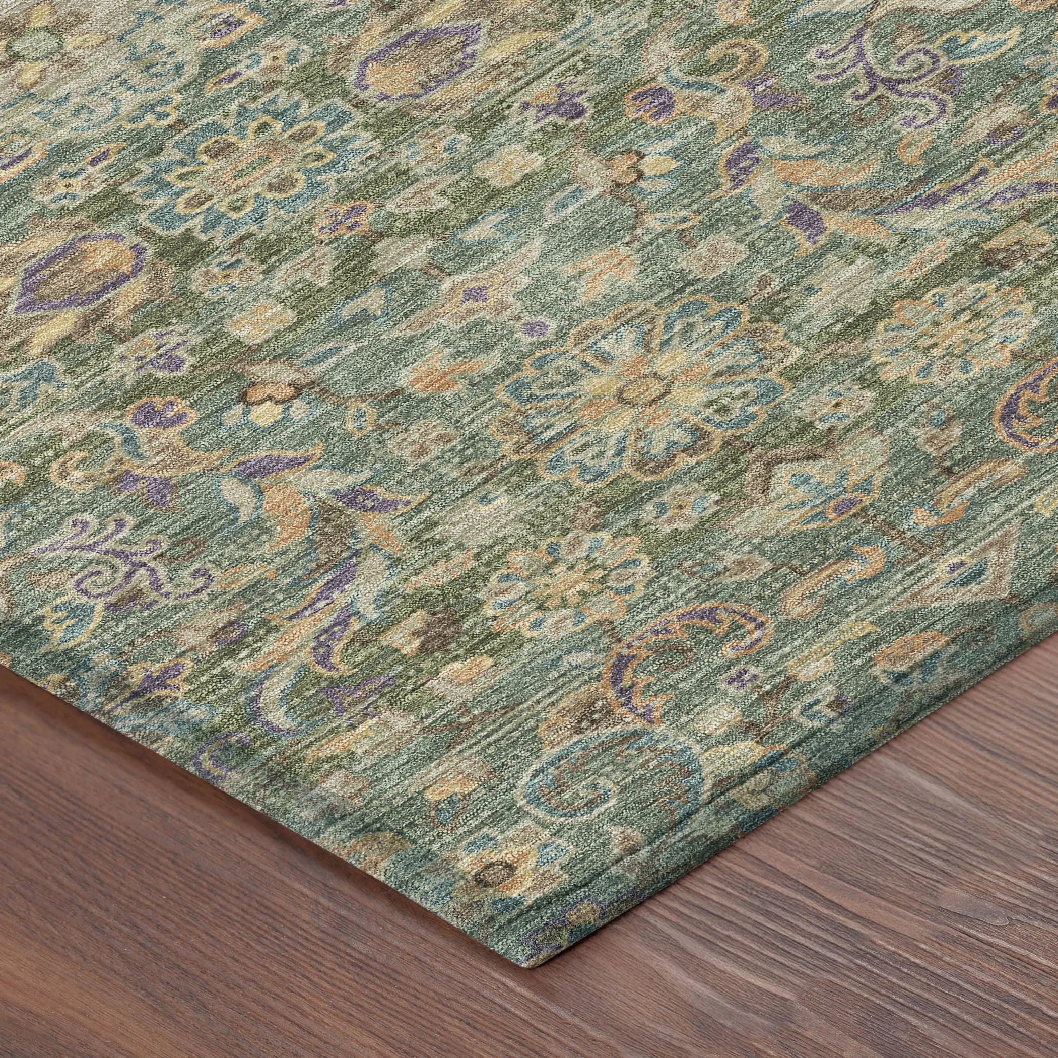 10' X 14' Green And Sage Floral Medallion Washable Indoor Outdoor Area Rug Homeroots Outdoor