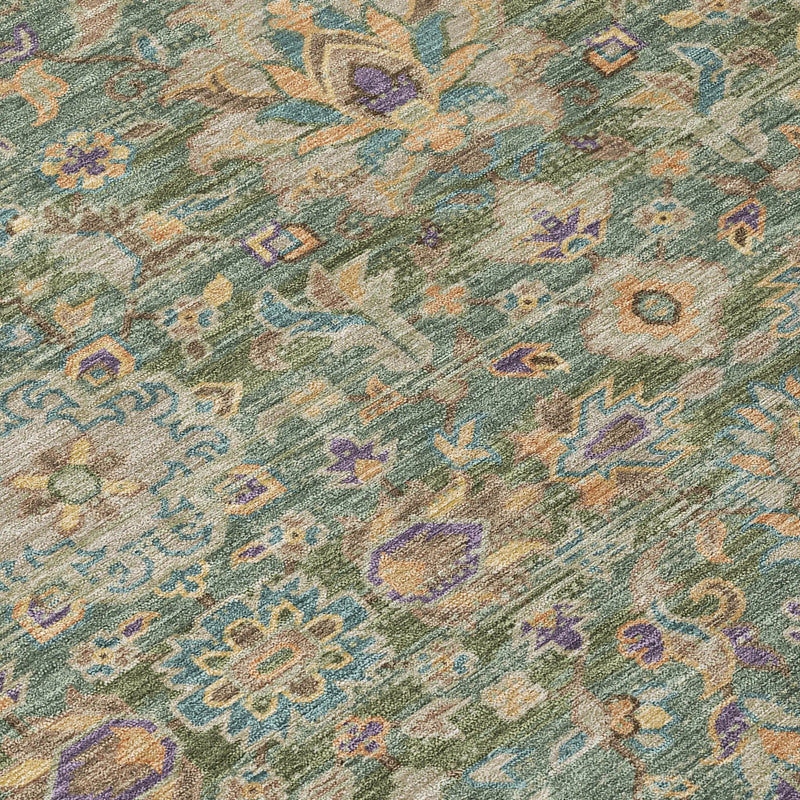 10' X 14' Green And Sage Floral Medallion Washable Indoor Outdoor Area Rug Homeroots Outdoor