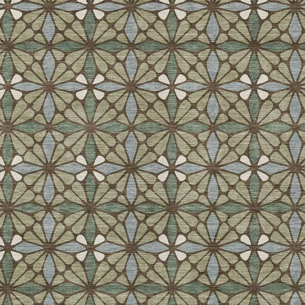 10' X 14' Green And Sage Geometric Washable Indoor Outdoor Area Rug Homeroots Outdoor