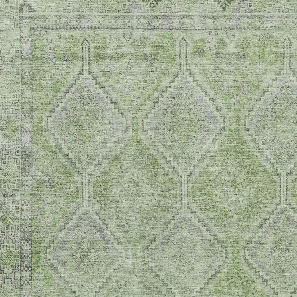 10' X 14' Green And Sage Geometric Washable Indoor Outdoor Area Rug Homeroots Outdoor