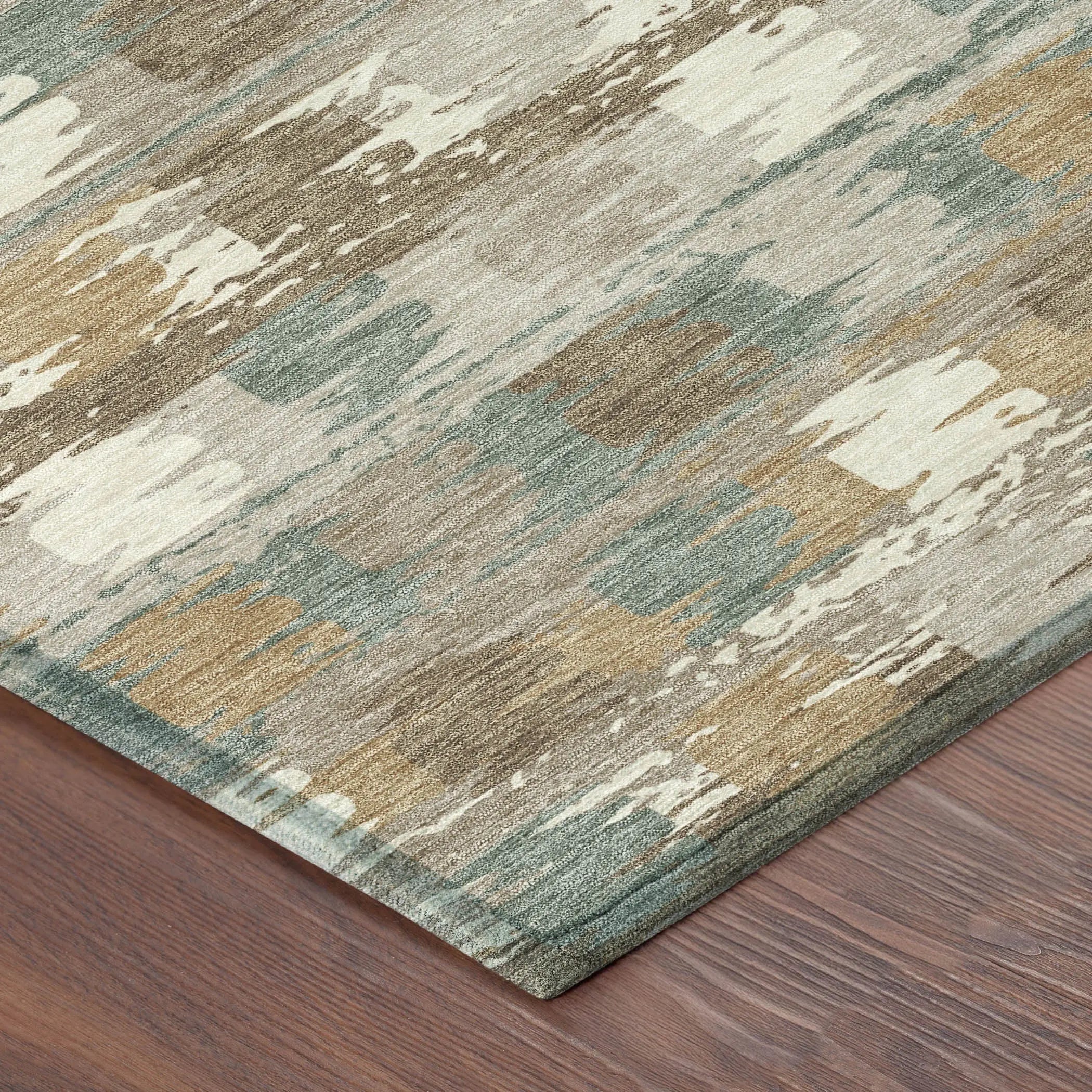10' X 14' Green And Silver Abstract Washable Indoor Outdoor Area Rug Homeroots Outdoor