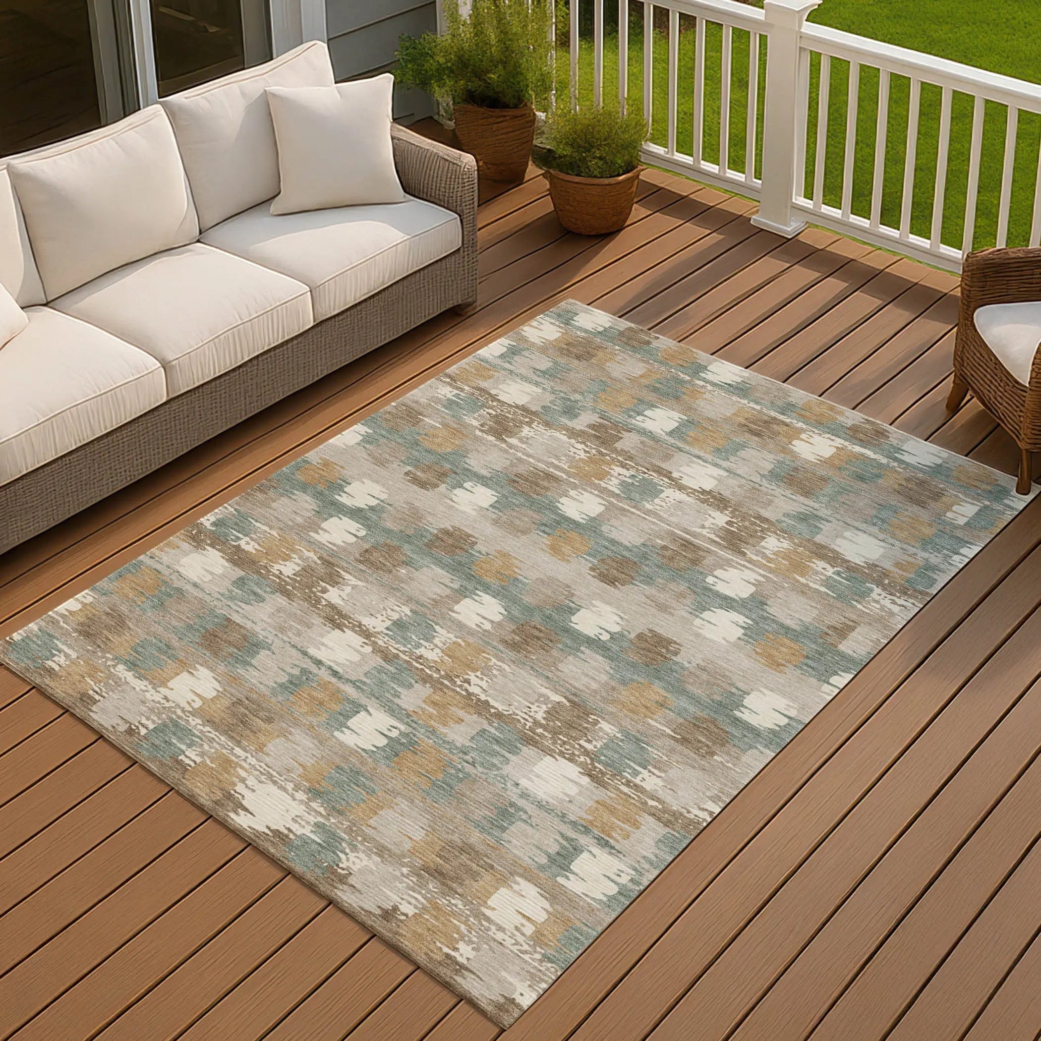 10' X 14' Green And Silver Abstract Washable Indoor Outdoor Area Rug Homeroots Outdoor