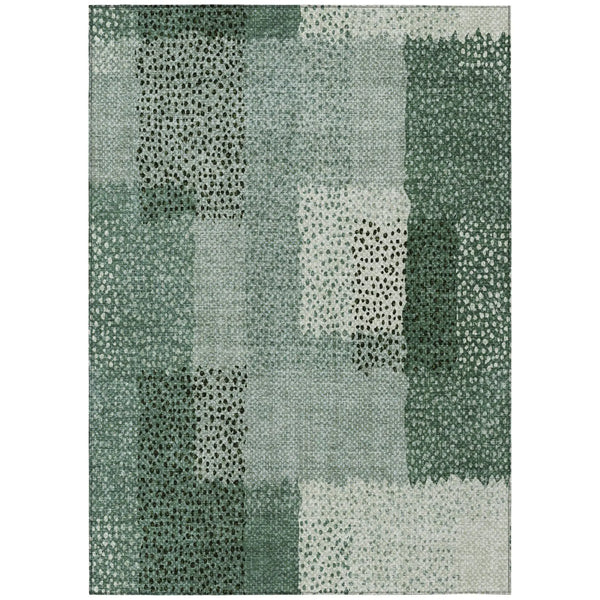 10' X 14' Green And Silver Abstract Washable Indoor Outdoor Area Rug Homeroots Outdoor