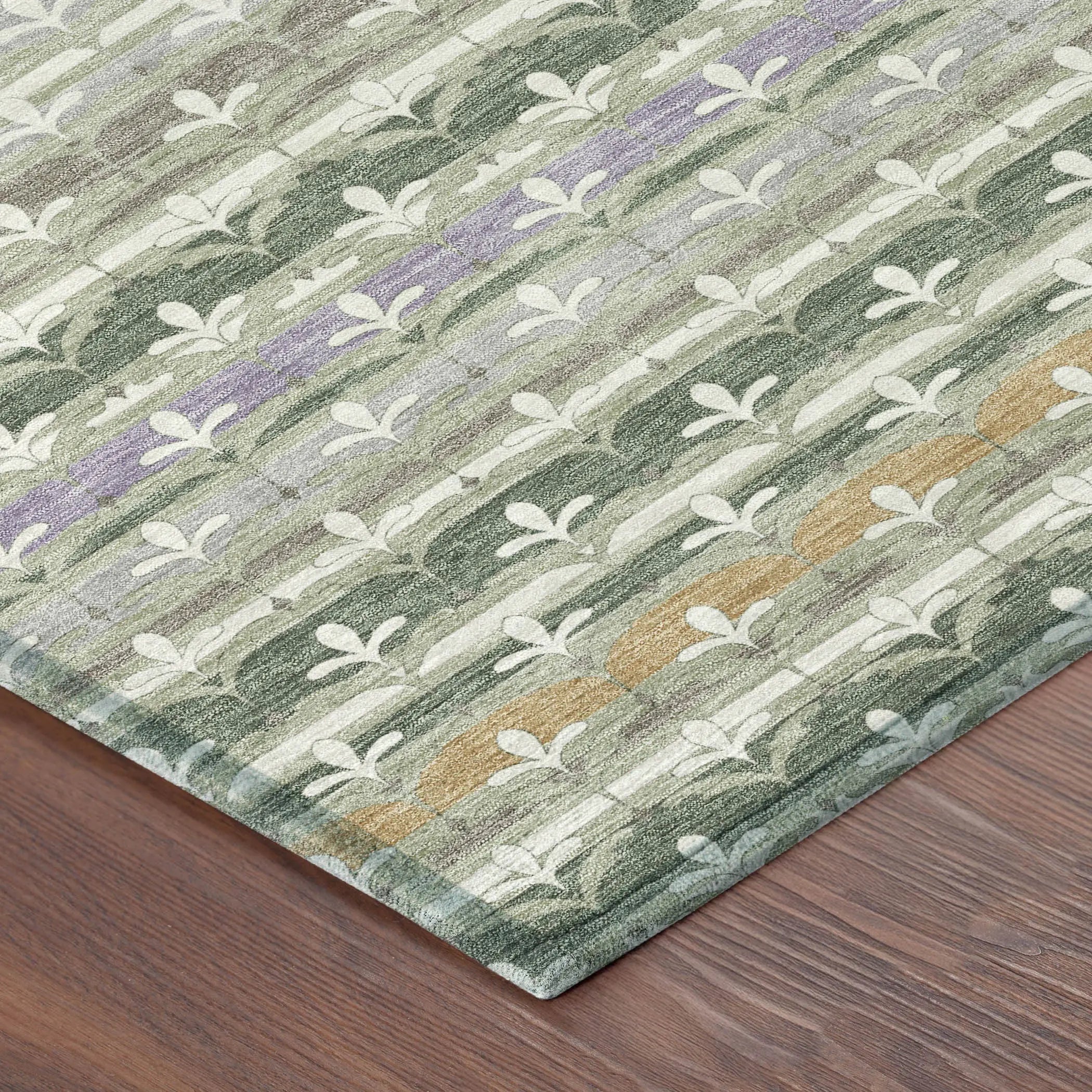 10' X 14' Green And Silver Damask Washable Indoor Outdoor Area Rug Homeroots Outdoor