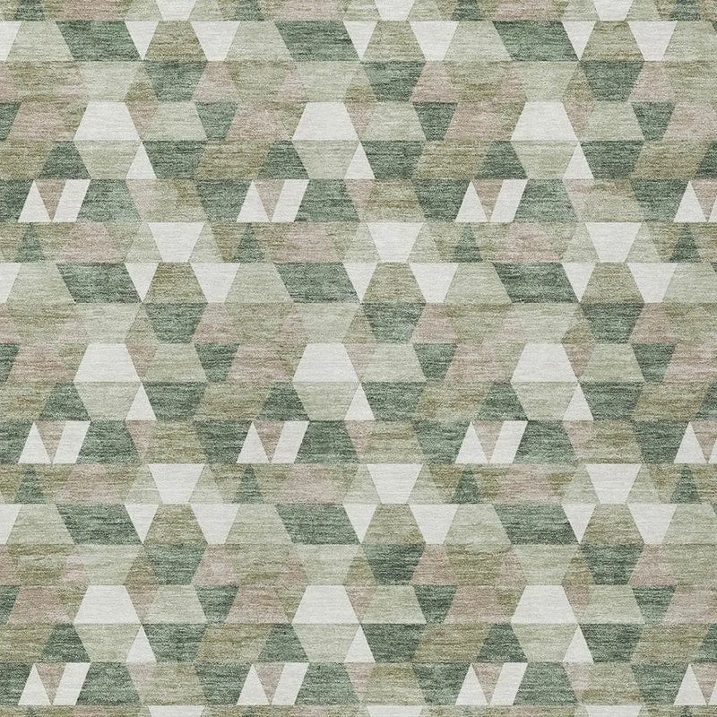 10' X 14' Green And Silver Geometric Washable Indoor Outdoor Area Rug Homeroots Outdoor