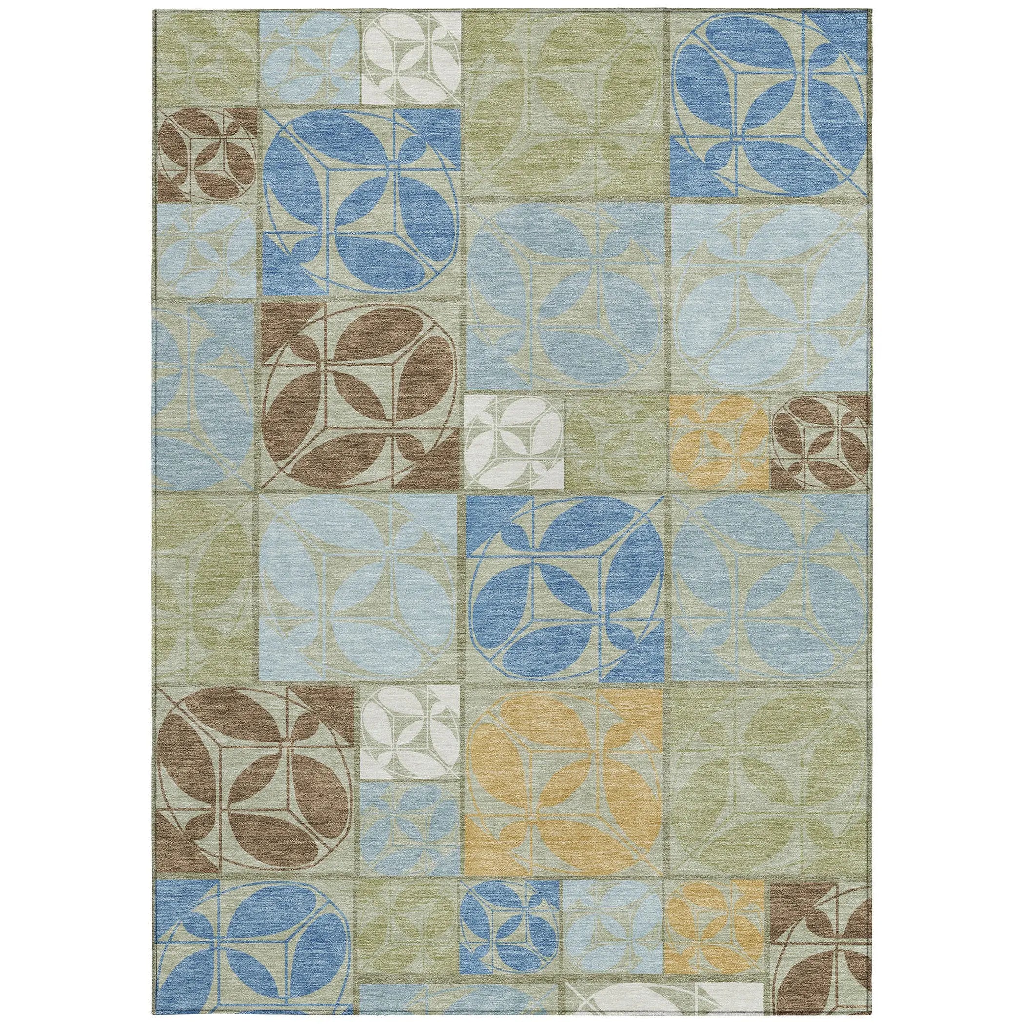 10' X 14' Green And Silver Geometric Washable Indoor Outdoor Area Rug Homeroots Outdoor