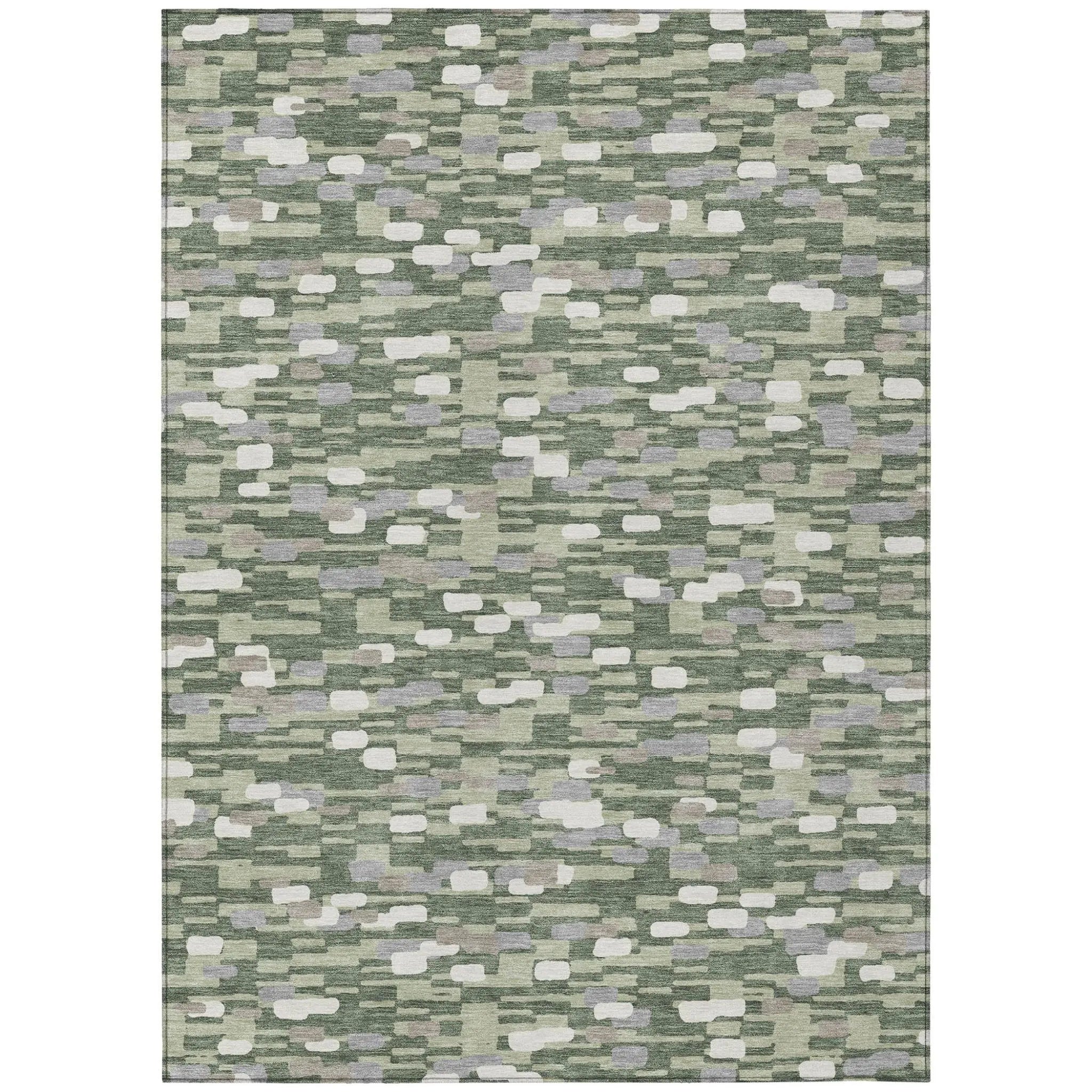 10' X 14' Green And Silver Geometric Washable Indoor Outdoor Area Rug Homeroots Outdoor