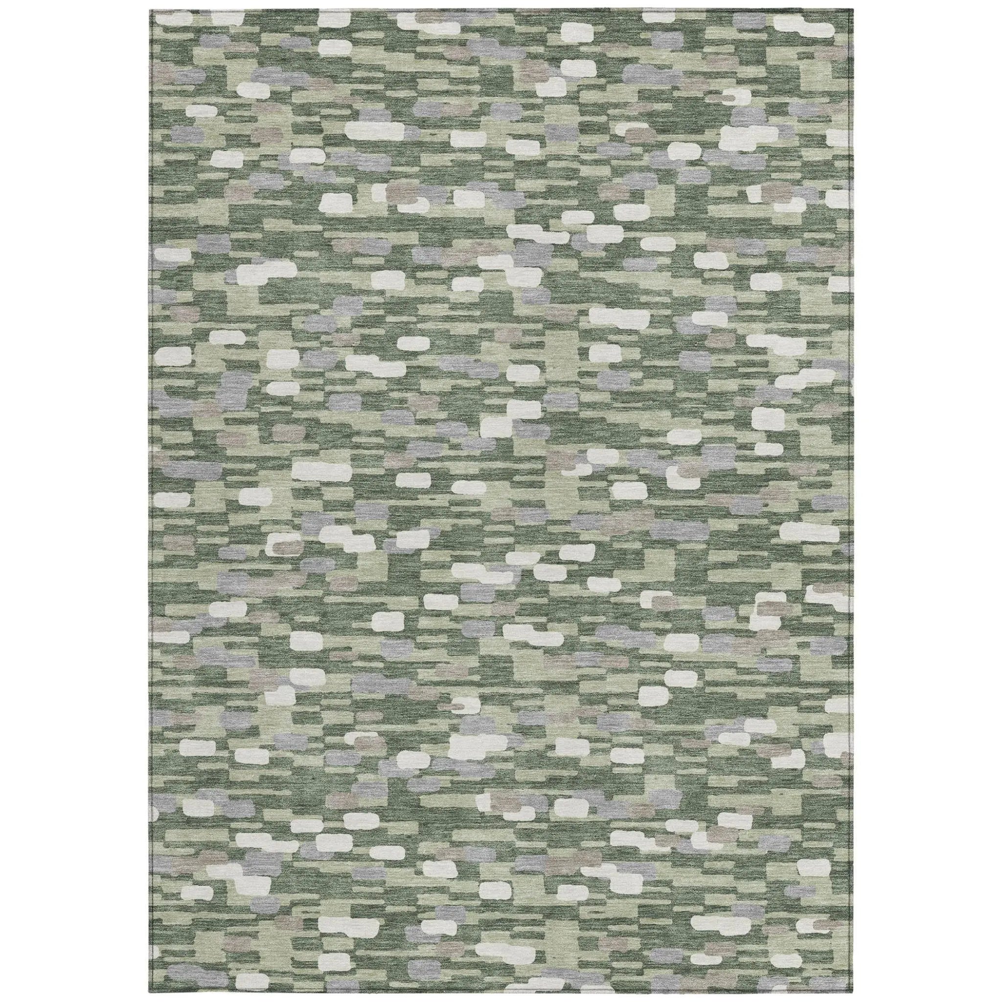 10' X 14' Green And Silver Geometric Washable Indoor Outdoor Area Rug Homeroots Outdoor