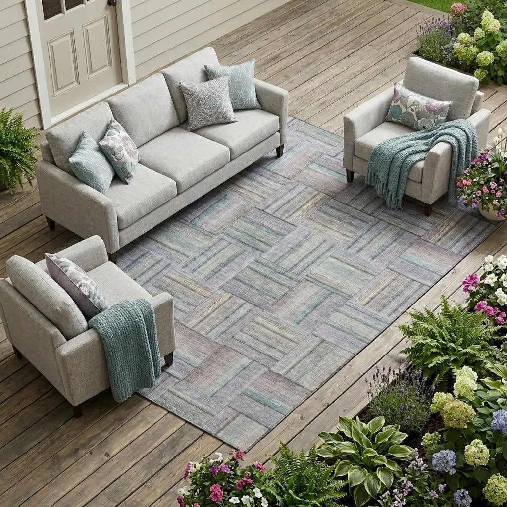 10' X 14' Green And Silver Geometric Washable Indoor Outdoor Area Rug Homeroots Outdoor