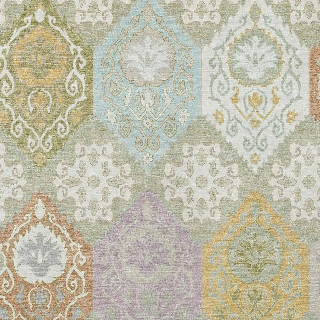 10' X 14' Green And Sky Blue Geometric Washable Indoor Outdoor Area Rug Homeroots Outdoor