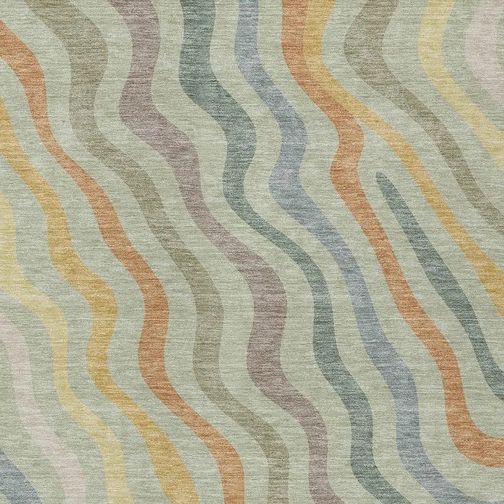 10' X 14' Green And Taupe Abstract Washable Indoor Outdoor Area Rug Homeroots Outdoor