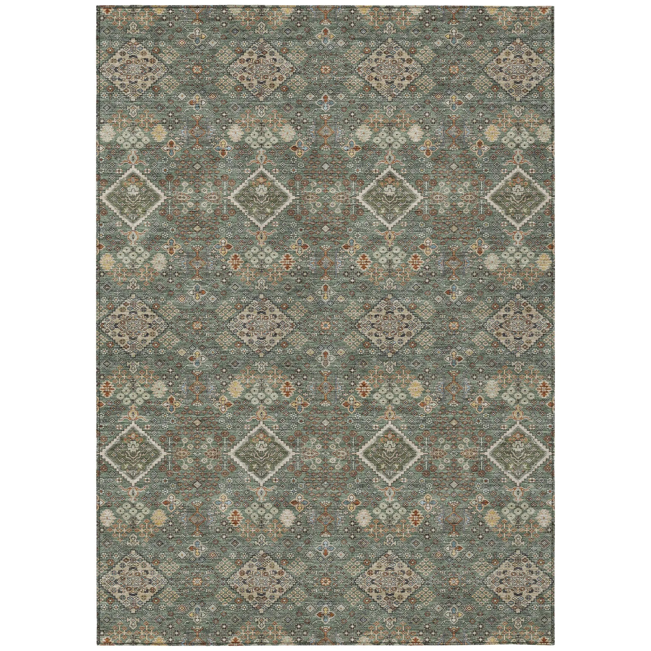 10' X 14' Green And Taupe Geometric Washable Indoor Outdoor Area Rug Homeroots Outdoor