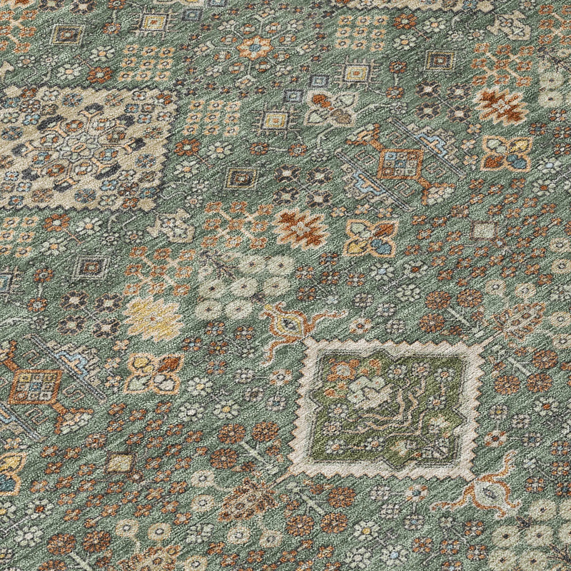 10' X 14' Green And Taupe Geometric Washable Indoor Outdoor Area Rug Homeroots Outdoor