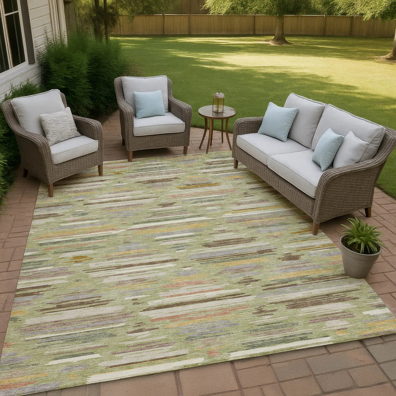 10' X 14' Green And Taupe Southwestern Washable Indoor Outdoor Area Rug Homeroots Outdoor