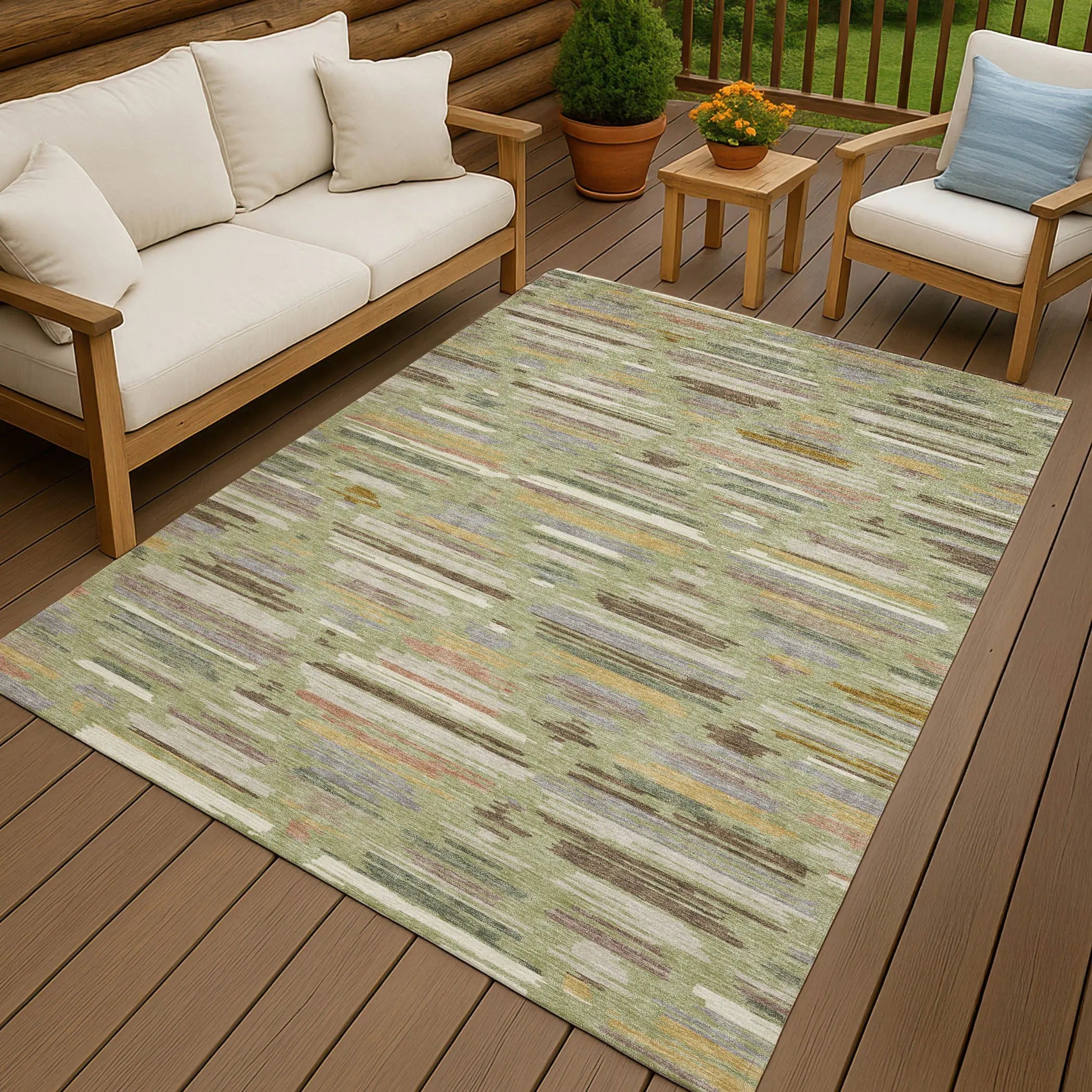 10' X 14' Green And Taupe Southwestern Washable Indoor Outdoor Area Rug Homeroots Outdoor