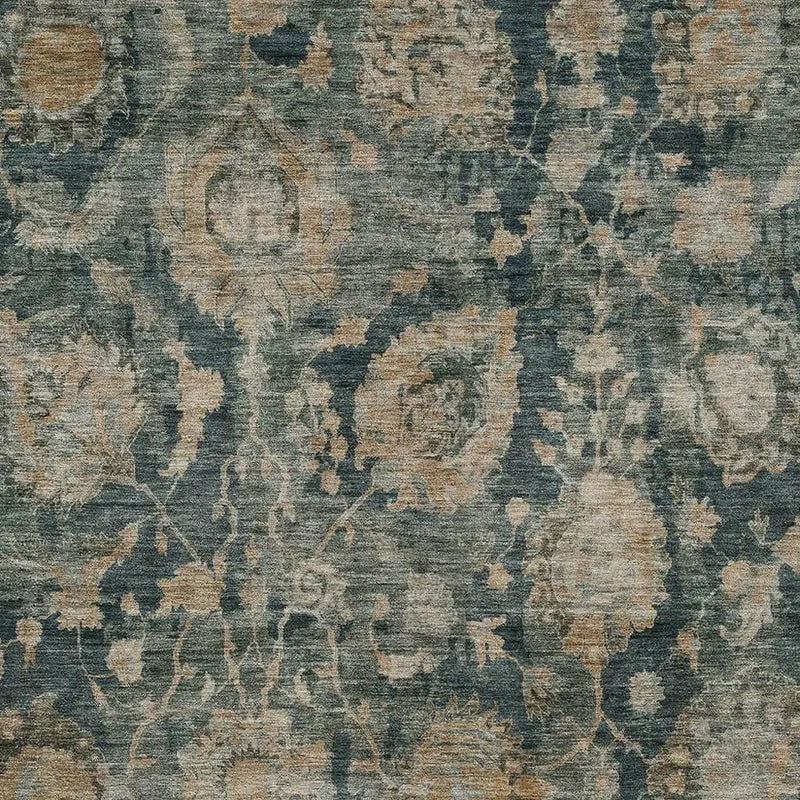 10' X 14' Green And Teal Blue Botanical Leaves Washable Indoor Outdoor Area Rug Homeroots Outdoor