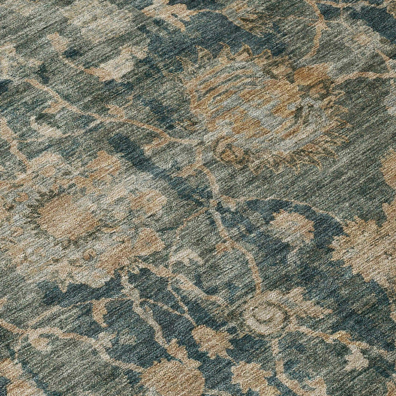 10' X 14' Green And Teal Blue Botanical Leaves Washable Indoor Outdoor Area Rug Homeroots Outdoor
