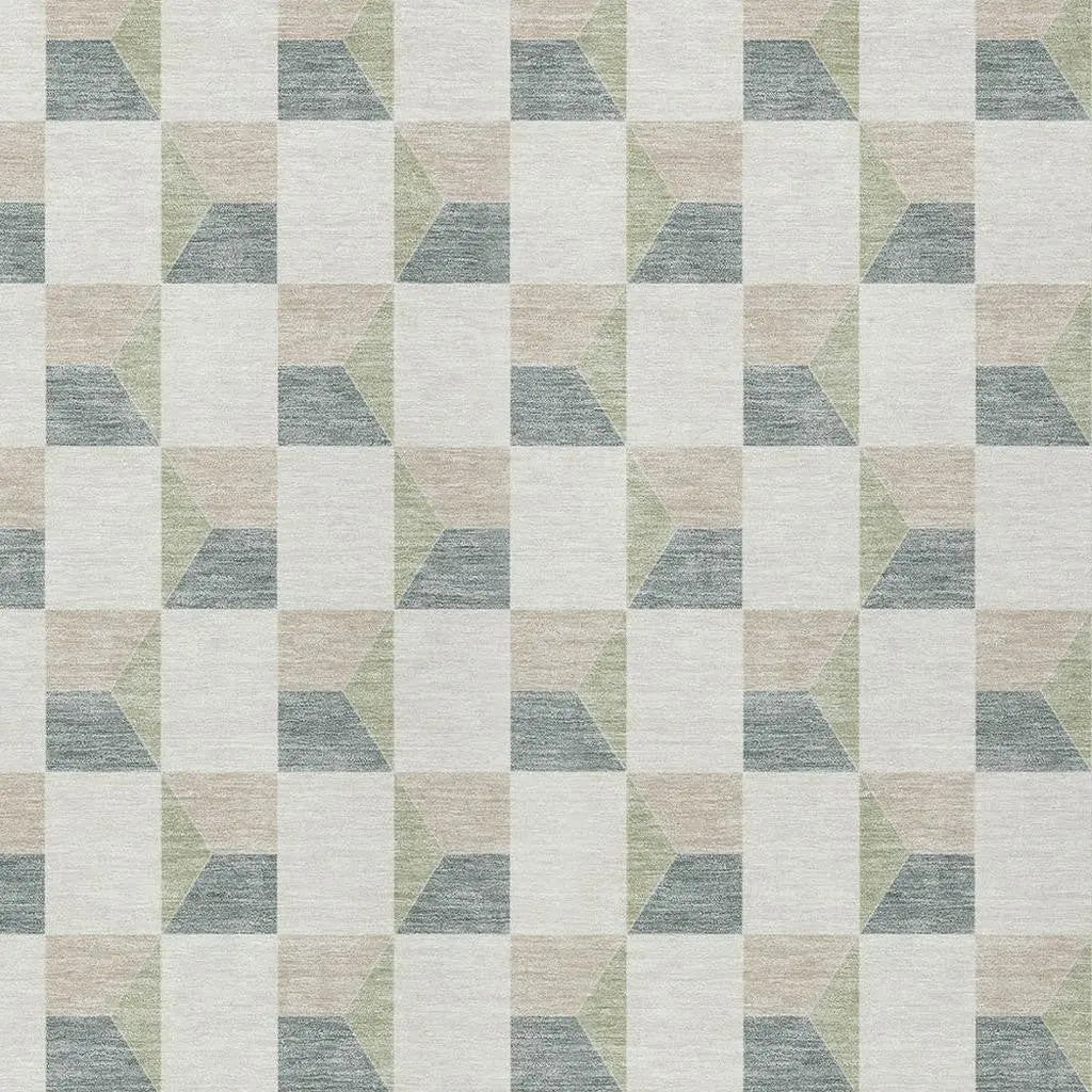 10' X 14' Green And Teal Blue Geometric Washable Indoor Outdoor Area Rug Homeroots Outdoor