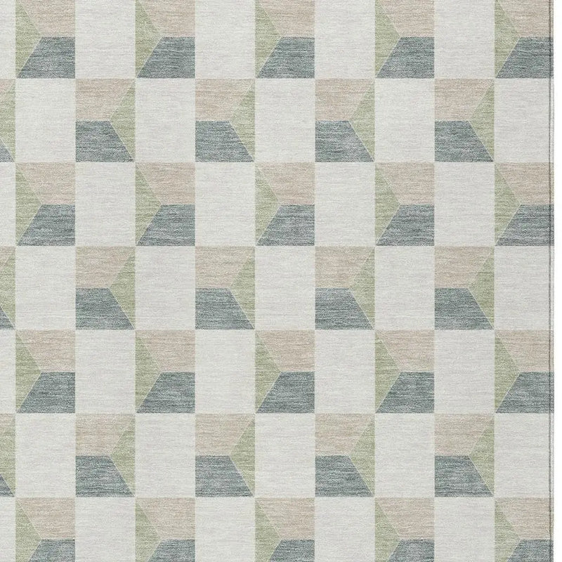 10' X 14' Green And Teal Blue Geometric Washable Indoor Outdoor Area Rug Homeroots Outdoor