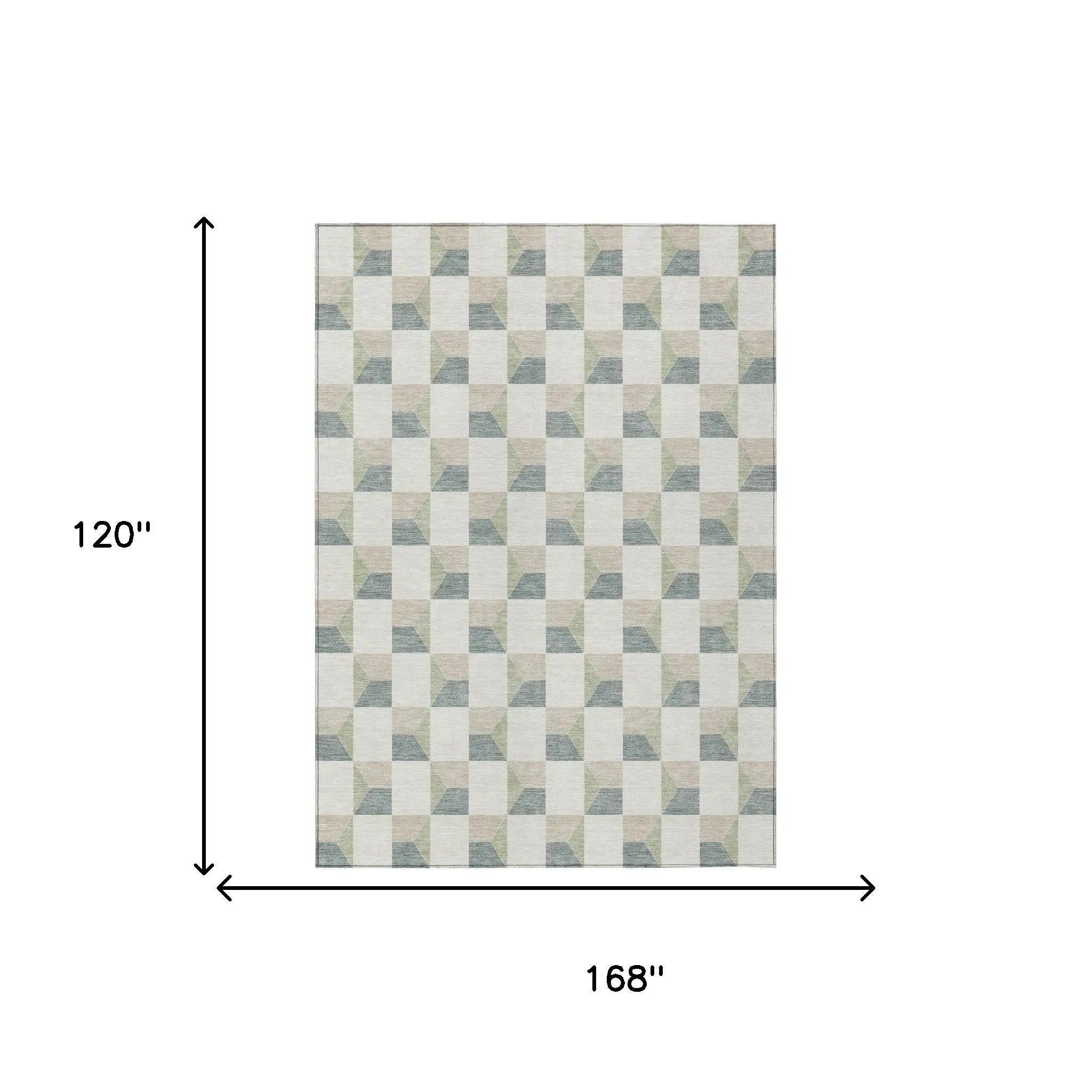 10' X 14' Green And Teal Blue Geometric Washable Indoor Outdoor Area Rug Homeroots Outdoor