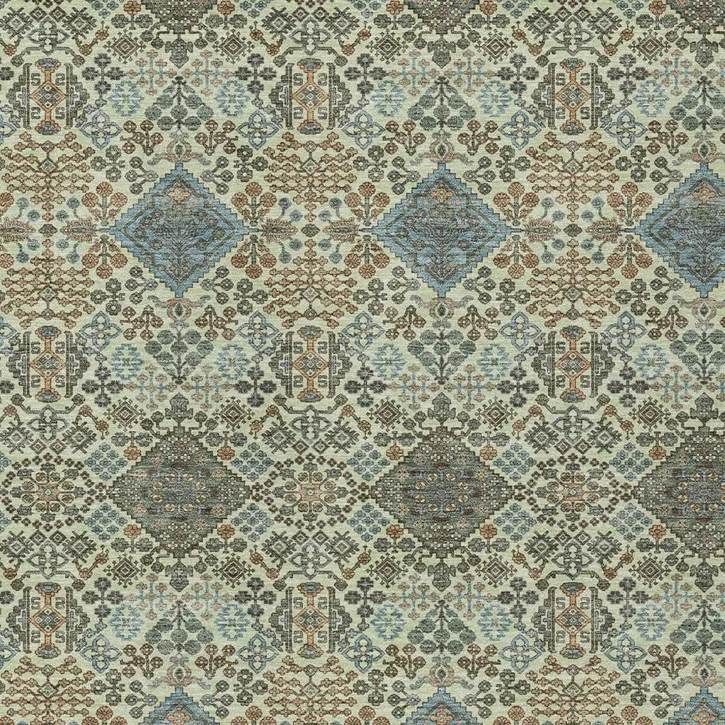 10' X 14' Green And Teal Blue Geometric Washable Indoor Outdoor Area Rug Homeroots Outdoor