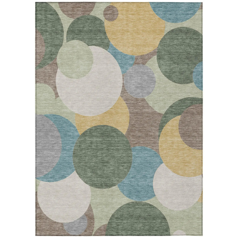 10' X 14' Green And Teal Blue Geometric Washable Indoor Outdoor Area Rug Homeroots Outdoor