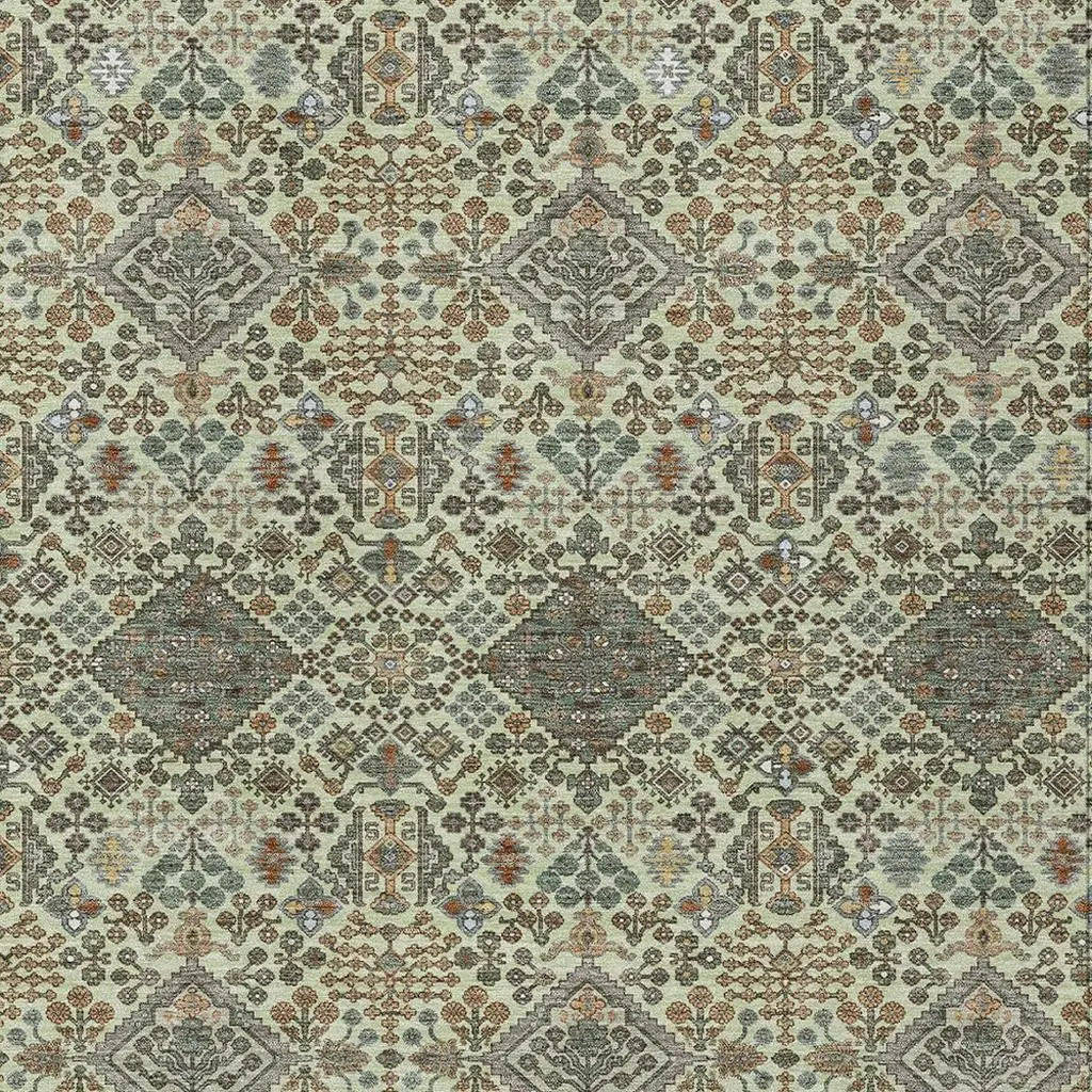 10' X 14' Green And Teal Blue Geometric Washable Indoor Outdoor Area Rug Homeroots Outdoor