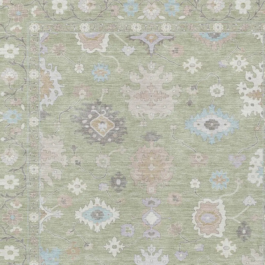 10' X 14' Green And Teal Blue Oriental Washable Indoor Outdoor Area Rug Homeroots Outdoor