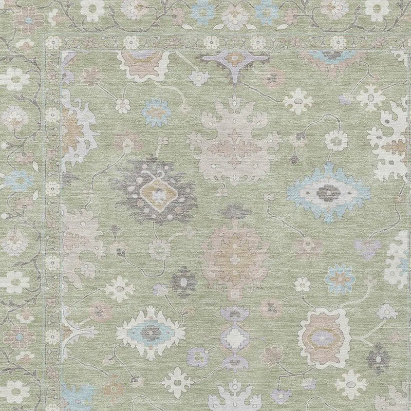 10' X 14' Green And Teal Blue Oriental Washable Indoor Outdoor Area Rug Homeroots Outdoor