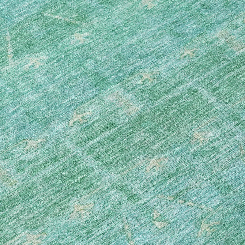 10' X 14' Green And Teal Blue Tribal Washable Indoor Outdoor Area Rug Homeroots Outdoor