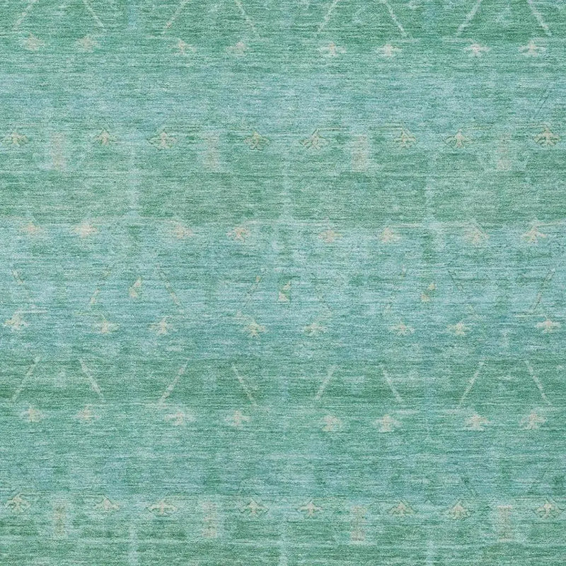 10' X 14' Green And Teal Blue Tribal Washable Indoor Outdoor Area Rug Homeroots Outdoor