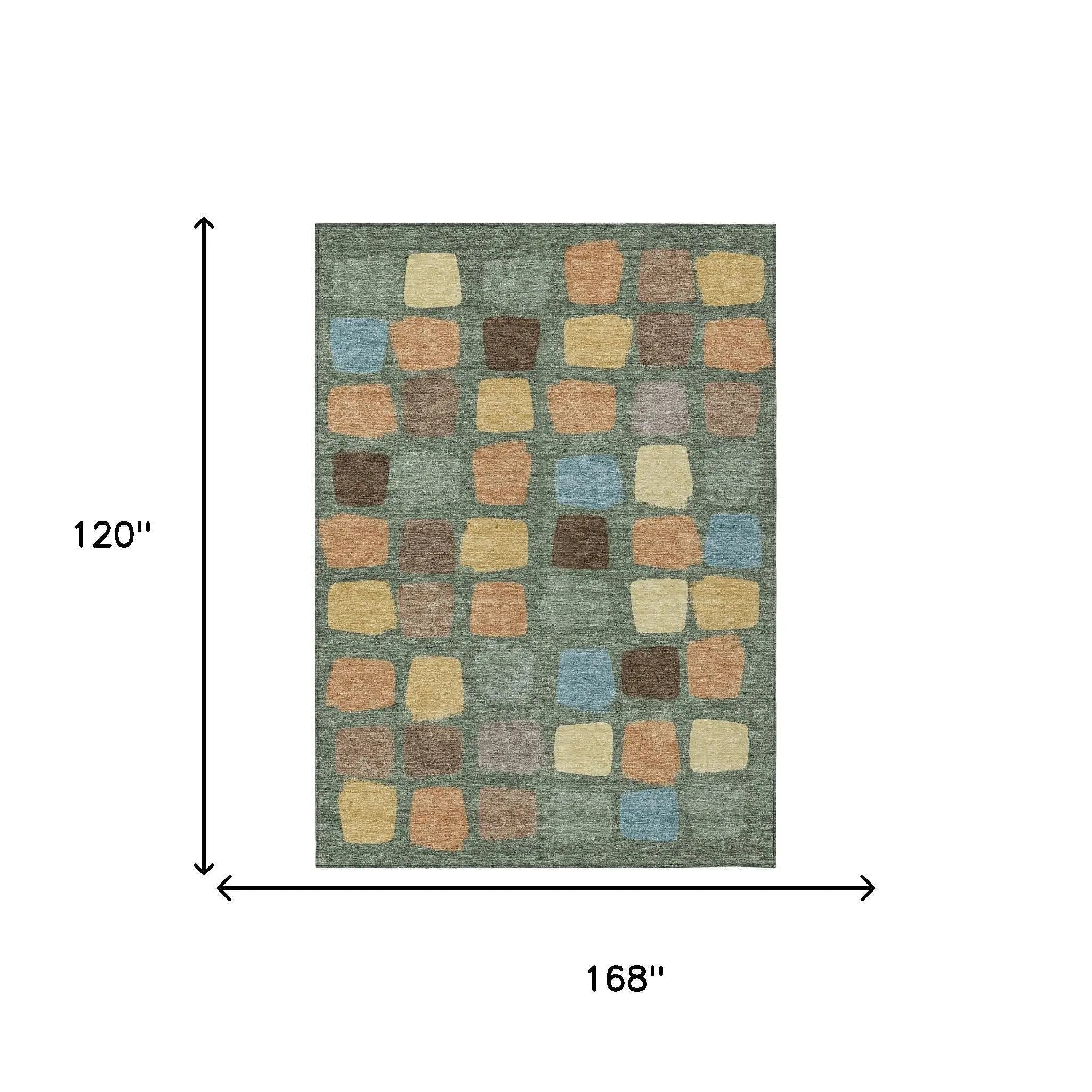 10' X 14' Green And Wheat Geometric Washable Indoor Outdoor Area Rug Homeroots Outdoor