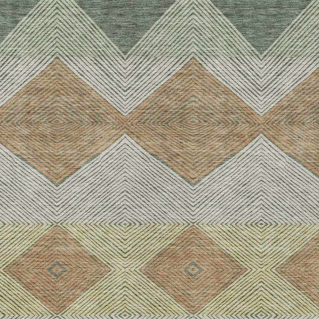 10' X 14' Green And Wheat Geometric Washable Indoor Outdoor Area Rug Homeroots Outdoor